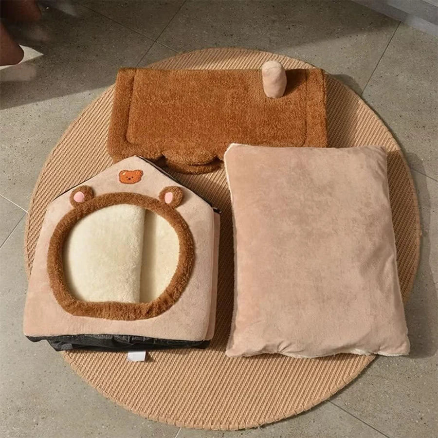 Foldable Sleeping Pet House Removable Washable Cat Cube Hide House Puppy Cave Sofa Pet Bed