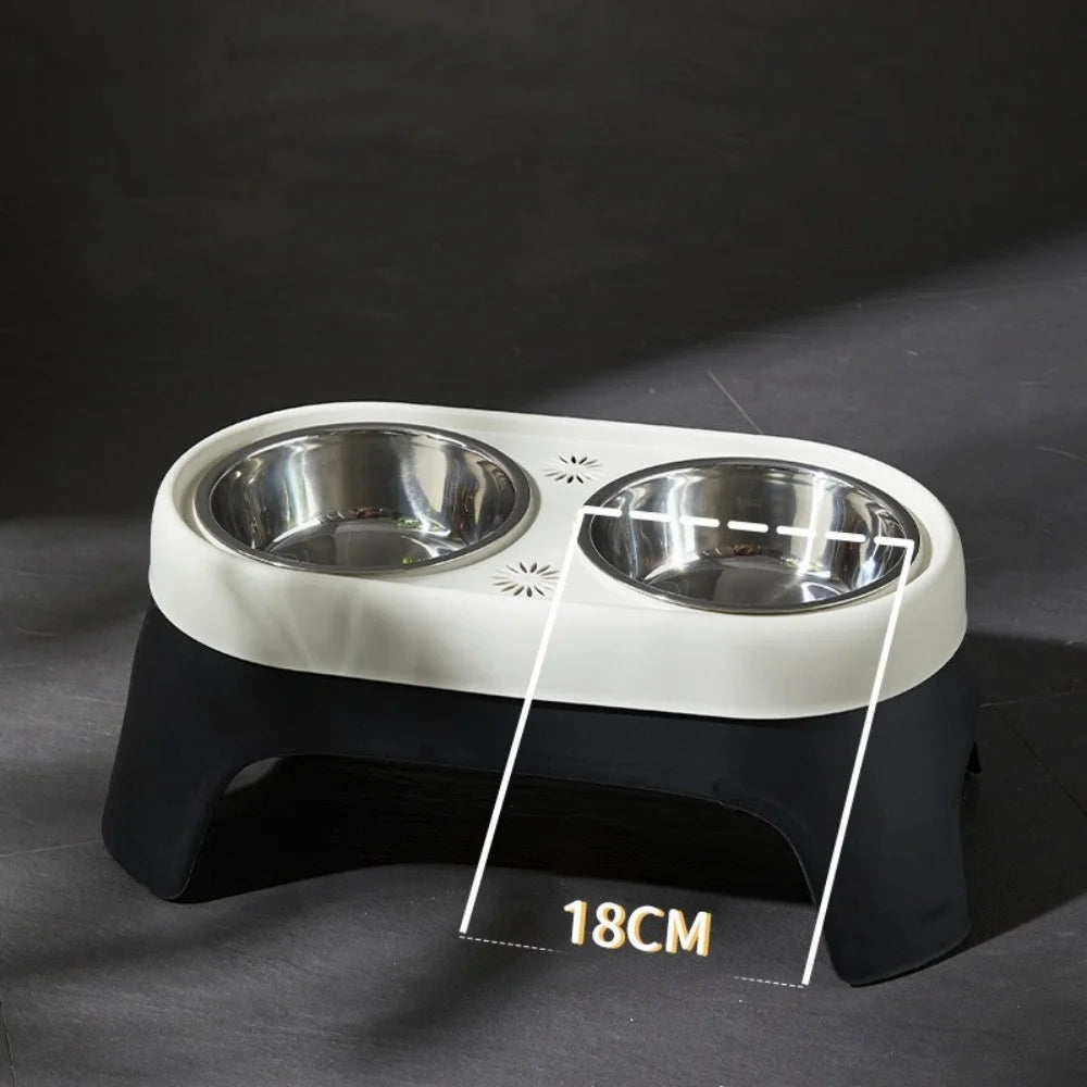 Elevated Pet Bowl Anti Knock Stainless Steel Food Cat Dog Feeding Bowls Double Bowl High Foot Leak Proof Pet
