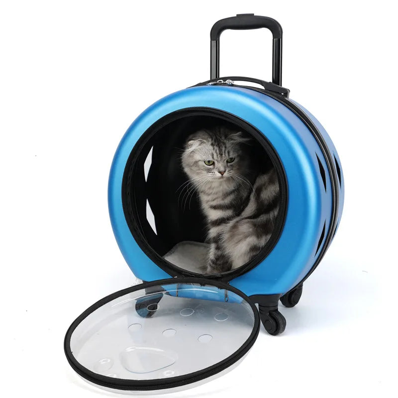 2025 Spot Pet Trolley Luggage Portable Pet Outing Bag Transparent Space Cabin Pet Cart Portable Cat Bag