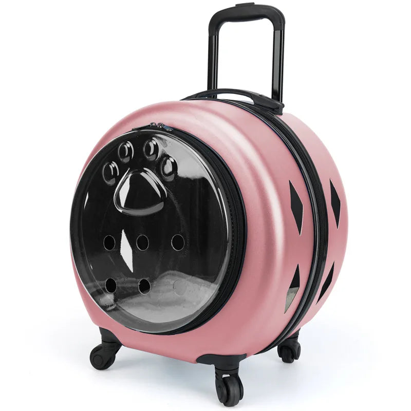 2025 Spot Pet Trolley Luggage Portable Pet Outing Bag Transparent Space Cabin Pet Cart Portable Cat Bag