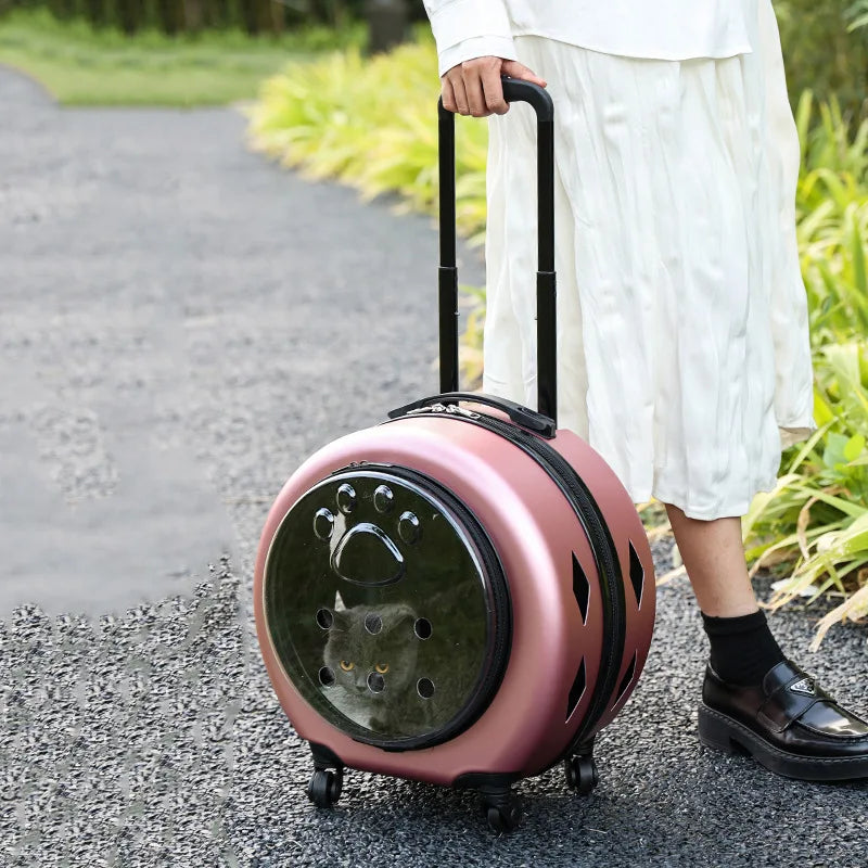 2025 Spot Pet Trolley Luggage Portable Pet Outing Bag Transparent Space Cabin Pet Cart Portable Cat Bag