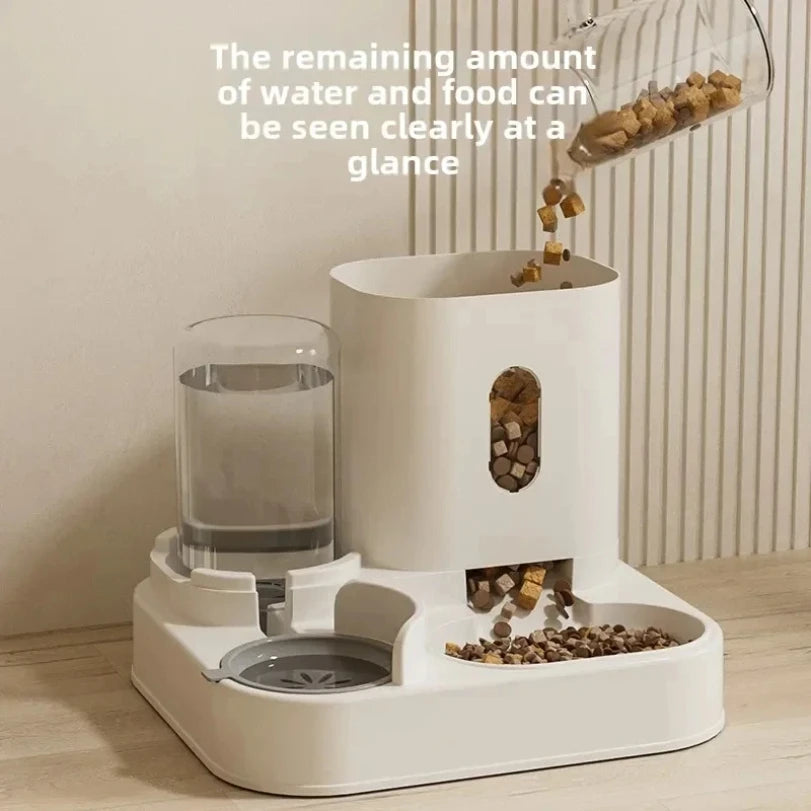 Automatic Feeder Cat Dog Food Bowl With Water Fountain Pet Large Capacity Raised Stand Dish Bowl