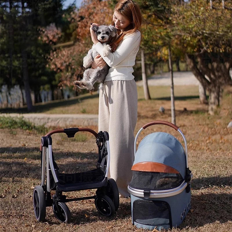 2025 New Strollers Dog Cat Lightweight Foldable Carrier Pet Portable Carrier Detachable Pet Travel Trolley