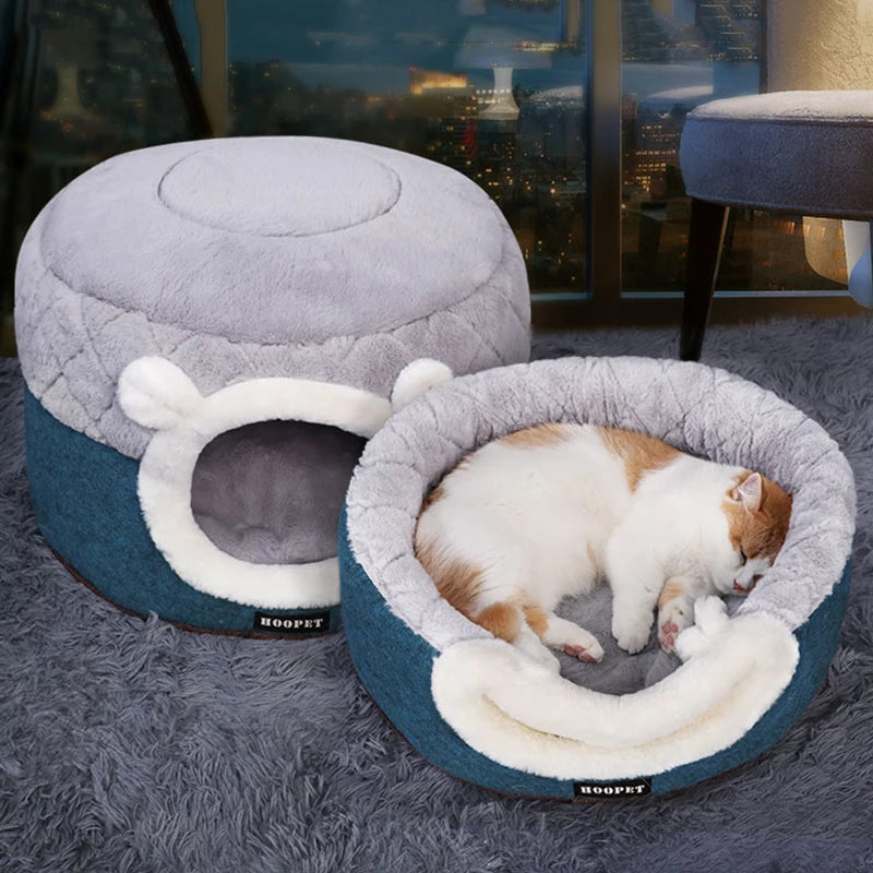 HOOPET Cat Bed House Soft Plush Kennel Puppy Cushion Small Dogs Cats Nest Winter Warm Sleeping Pet