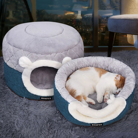 HOOPET Cat Bed House Soft Plush Kennel Puppy Cushion Small Dogs Cats Nest Winter Warm Sleeping Pet
