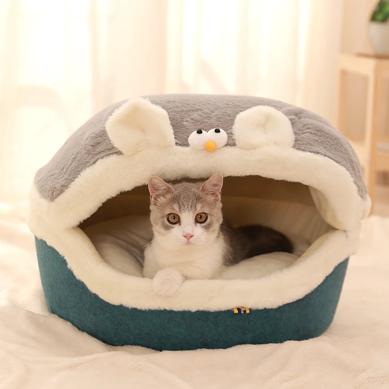 HOOPET Cat Bed House Soft Plush Kennel Puppy Cushion Small Dogs Cats Nest Winter Warm Sleeping Pet