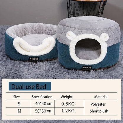 HOOPET Cat Bed House Soft Plush Kennel Puppy Cushion Small Dogs Cats Nest Winter Warm Sleeping Pet