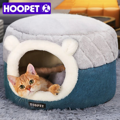HOOPET Cat Bed House Soft Plush Kennel Puppy Cushion Small Dogs Cats Nest Winter Warm Sleeping Pet