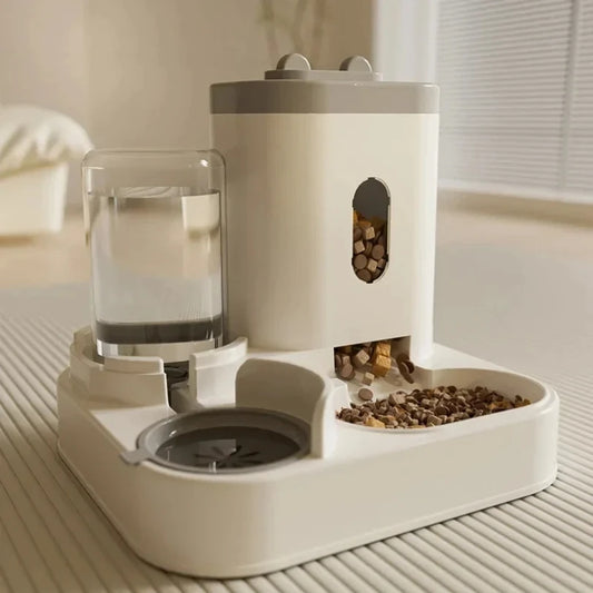 Automatic Feeder Cat Dog Food Bowl With Water Fountain Pet Large Capacity Raised Stand Dish Bowl