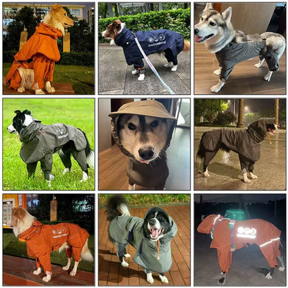 High-Quality Dog Clothes Pet Raincoat Snowsuit Waterproof Windproof Dog Coat Fully Wrapped Reflective