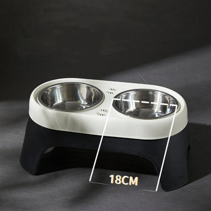 Elevated Pet Bowl Anti Knock Stainless Steel Food Cat Dog Feeding Bowls Double Bowl High Foot Leak Proof Pet