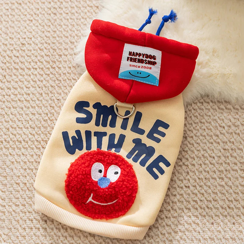 Pet Autumn and Winter Hooded Sweatshirt with Embroidered Base Sweatshirt Dog Clothes