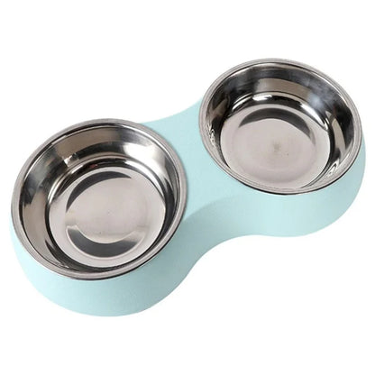 Double Pet Food Bowl Stainless Steel Drinkware Pet Drinking Food Dog Food Puppy Feeding Supplies