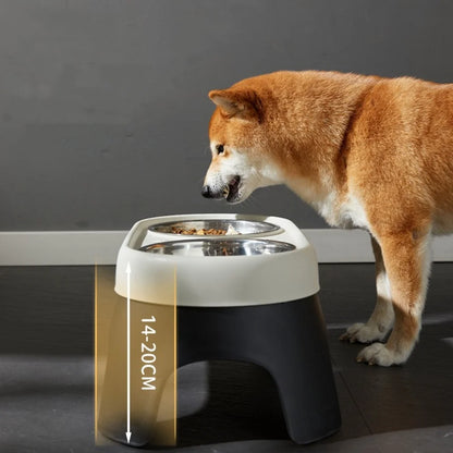 Elevated Pet Bowl Anti Knock Stainless Steel Food Cat Dog Feeding Bowls Double Bowl High Foot Leak Proof Pet