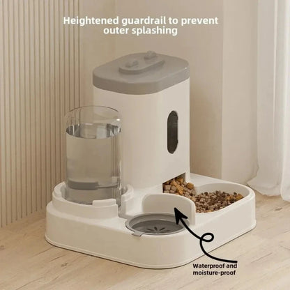 Automatic Feeder Cat Dog Food Bowl With Water Fountain Pet Large Capacity Raised Stand Dish Bowl