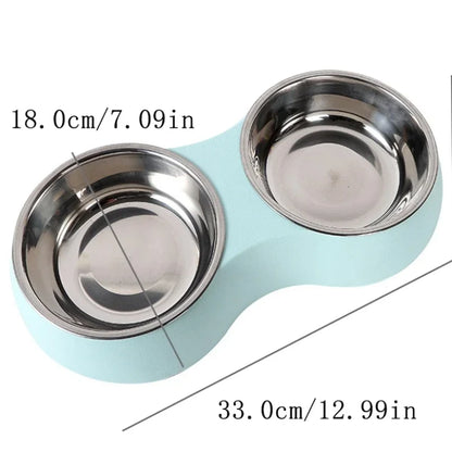 Double Pet Food Bowl Stainless Steel Drinkware Pet Drinking Food Dog Food Puppy Feeding Supplies