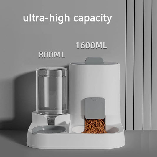 Tntegrated Automatic Cat Feeder Set Water Dispenser Gravity Food Storage Container for Cats and Dogs