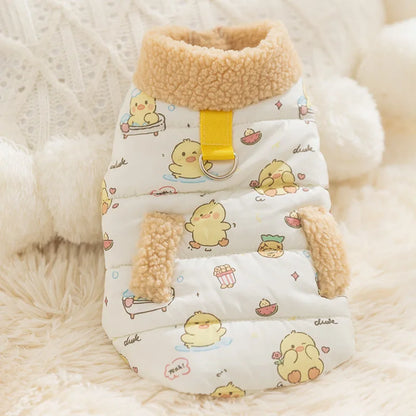 Pet Autumn/Winter Plush Collar Coat Dog Printed Two Leg High Collar Tank Top Puppy Clothes Dog Clothes