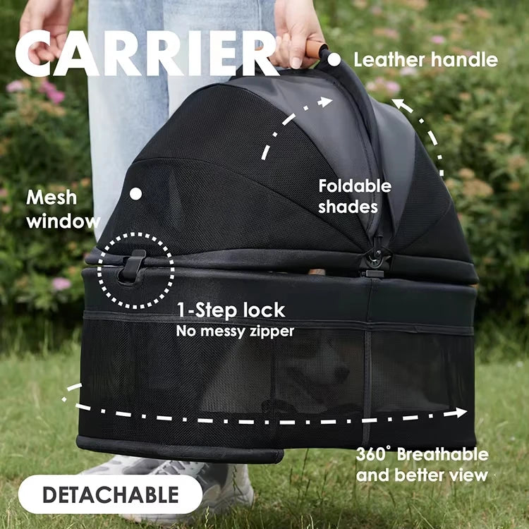 Pram With Table Cheap 4 Wheels Small Medium Large Two Cat Carriers Pet Trolley Dog Stroller for Dogs