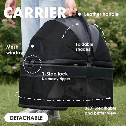 Pram With Table Cheap 4 Wheels Small Medium Large Two Cat Carriers Pet Trolley Dog Stroller for Dogs