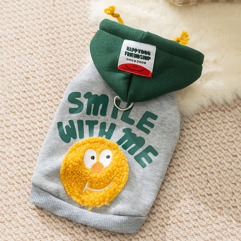 Pet Autumn and Winter Hooded Sweatshirt with Embroidered Base Sweatshirt Dog Clothes