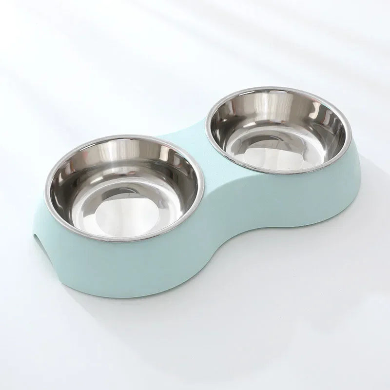 Double Pet Food Bowl Stainless Steel Drinkware Pet Drinking Food Dog Food Puppy Feeding Supplies