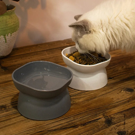 Cat High Foot Ceramics Bowls Small Medium Dog Food Water Feeder Pet Drinking Eating Dishes