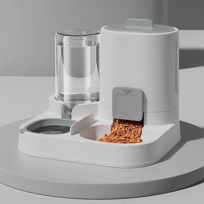 Tntegrated Automatic Cat Feeder Set Water Dispenser Gravity Food Storage Container for Cats and Dogs