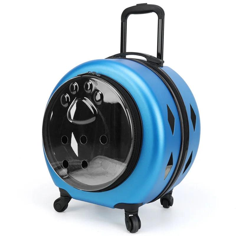 2025 Spot Pet Trolley Luggage Portable Pet Outing Bag Transparent Space Cabin Pet Cart Portable Cat Bag