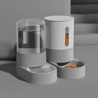 Tntegrated Automatic Cat Feeder Set Water Dispenser Gravity Food Storage Container for Cats and Dogs