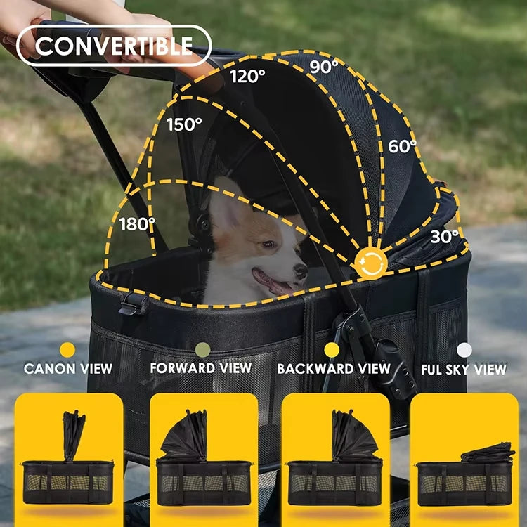 Pram With Table Cheap 4 Wheels Small Medium Large Two Cat Carriers Pet Trolley Dog Stroller for Dogs