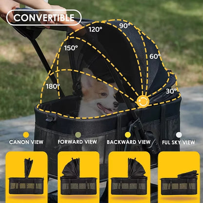 Pram With Table Cheap 4 Wheels Small Medium Large Two Cat Carriers Pet Trolley Dog Stroller for Dogs