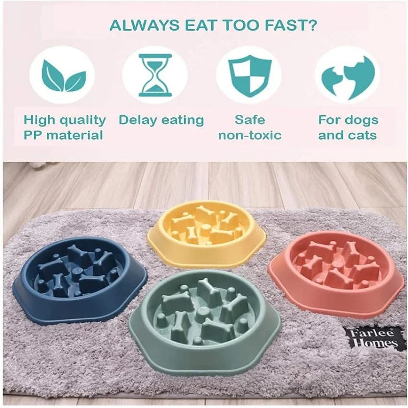 Slow Feeder Dog Bowl Non Slip Cat Dog Slower Food Feeding Dishes Large Small Medium Pet Slow Eat Dishes