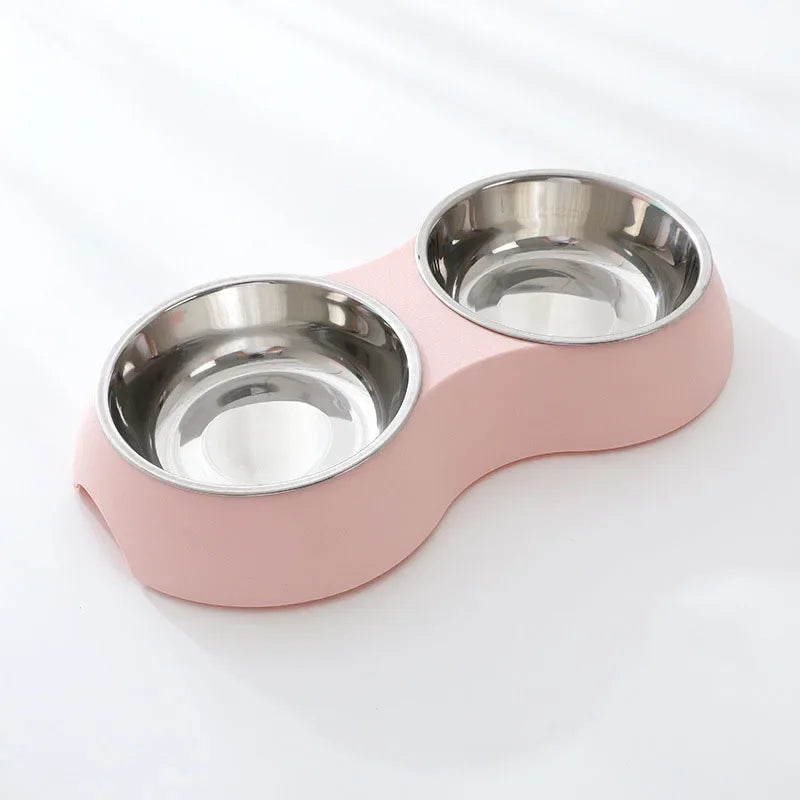 Double Pet Food Bowl Stainless Steel Drinkware Pet Drinking Food Dog Food Puppy Feeding Supplies