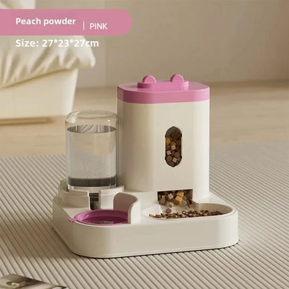 Automatic Feeder Cat Dog Food Bowl With Water Fountain Pet Large Capacity Raised Stand Dish Bowl