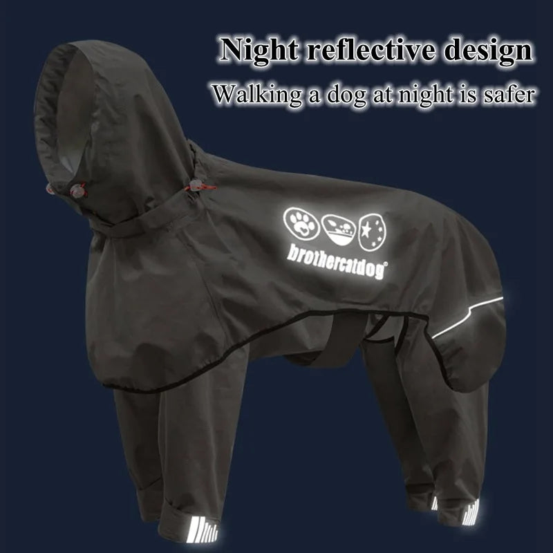High-Quality Dog Clothes Pet Raincoat Snowsuit Waterproof Windproof Dog Coat Fully Wrapped Reflective