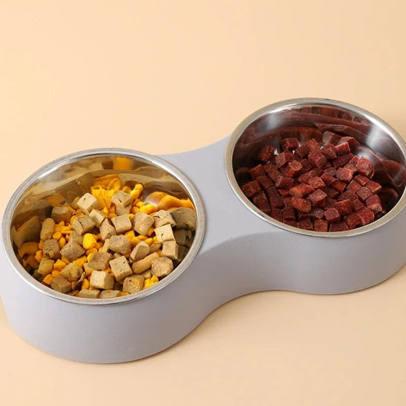 Double Pet Food Bowl Stainless Steel Drinkware Pet Drinking Food Dog Food Puppy Feeding Supplies