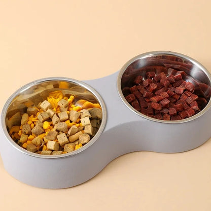 Double Pet Food Bowl Stainless Steel Drinkware Pet Drinking Food Dog Food Puppy Feeding Supplies