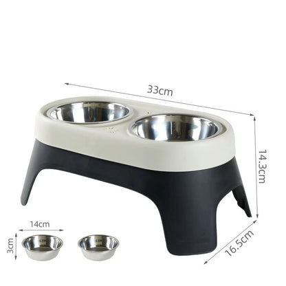 Elevated Pet Bowl Anti Knock Stainless Steel Food Cat Dog Feeding Bowls Double Bowl High Foot Leak Proof Pet