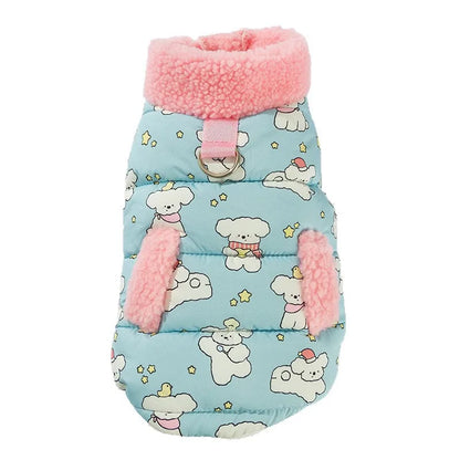 Pet Autumn/Winter Plush Collar Coat Dog Printed Two Leg High Collar Tank Top Puppy Clothes Dog Clothes
